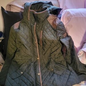 Lauren Ralph Lauren Quilted Olive Green Women's Jacket with Contrast Trim PL